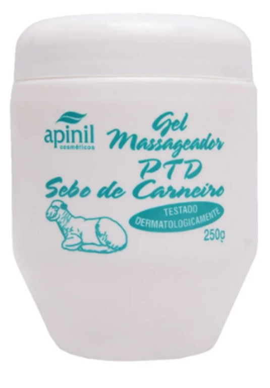 GEL MASSAGEADOR PTD SEBO CARNEIRO POTE APINIL 250G