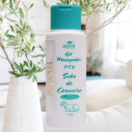 GEL MASSAGEADOR PTD SEBO CARNEIRO FRASCO APINIL 190G