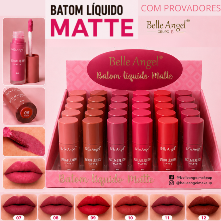 BATOM LÍQUIDO MATTE GRUPO B BELLE ANGEL BOX COM 24 UN
