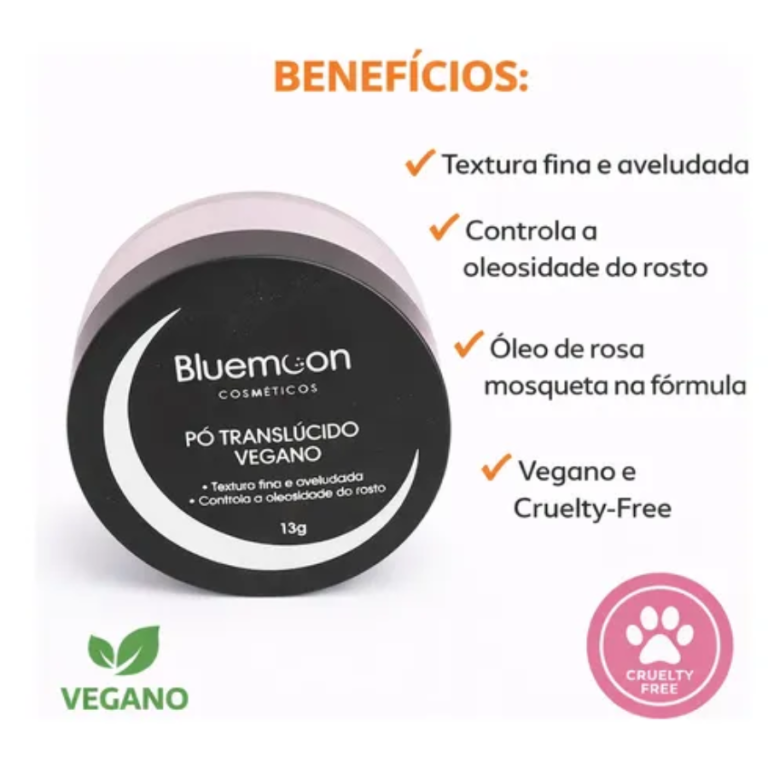 PÓ SOLTO TRANSLÚCIDO VEGANO BLUE MOON 13G BOX COM 12 UN