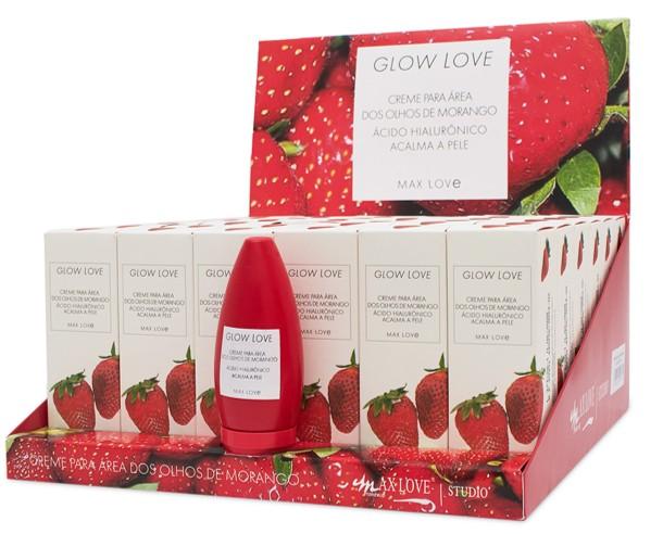 CREME PARA ÁREA DOS OLHOS GLOW LOVE MORANGO 60G MAX LOVE BOX COM 36 IUN