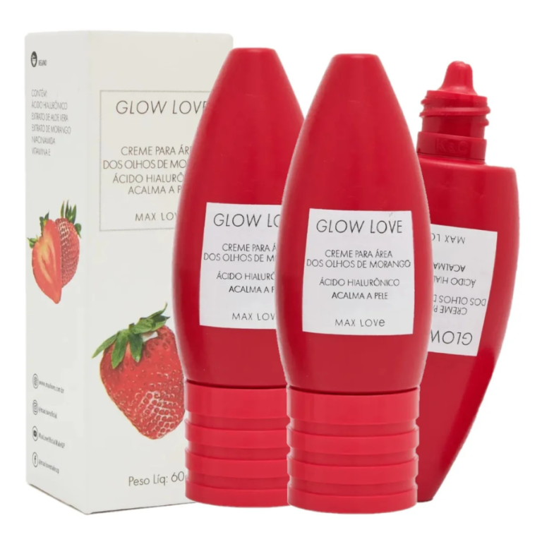 CREME PARA ÁREA DOS OLHOS GLOW LOVE MORANGO 60G MAX LOVE BOX COM 36 IUN
