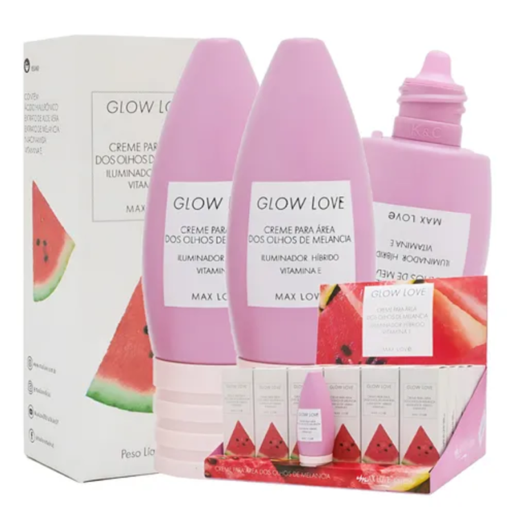 CREME PARA ÁREA DOS OLHOS GLOW LOVE MELANCIA 60G MAX LOVE BOX COM 36 UN