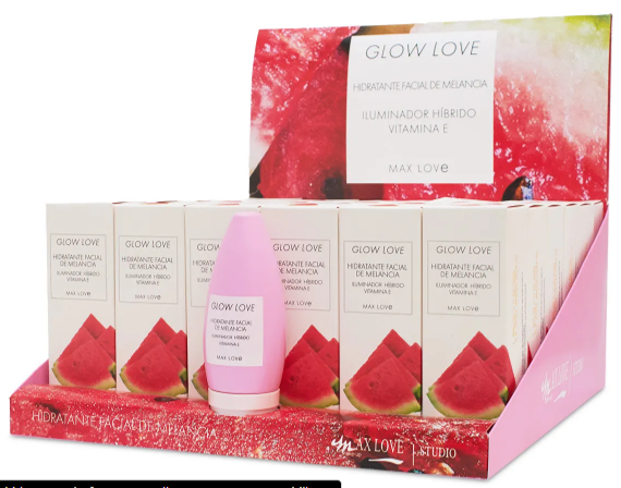 CREME HIDRATANTE FACIAL GLOW LOVE MELANCIA 60G MAX LOVE BOX COM 36 UN