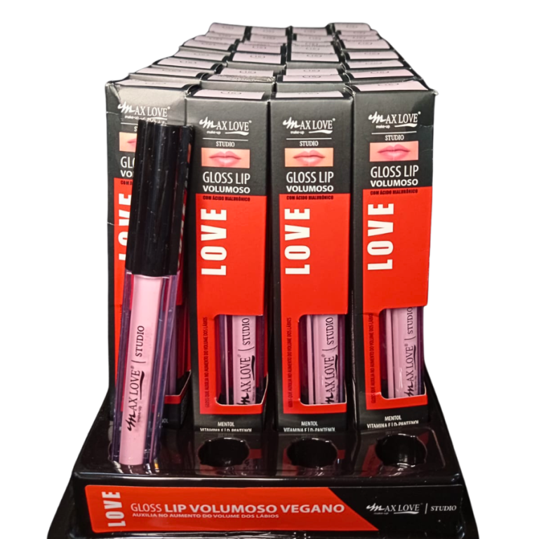 LIP GLOSS VOLUMOSO COR 16 MAX LOVE BOX COM 32 UN
