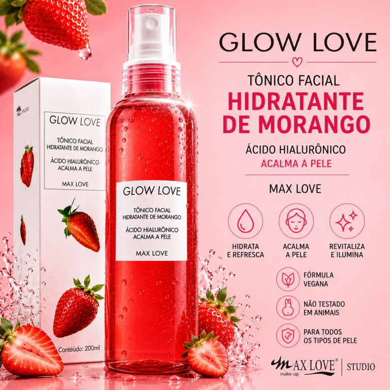 TÔNICO FACIAL HIDRATANTE MORANGO 200 ML MAX LOVE