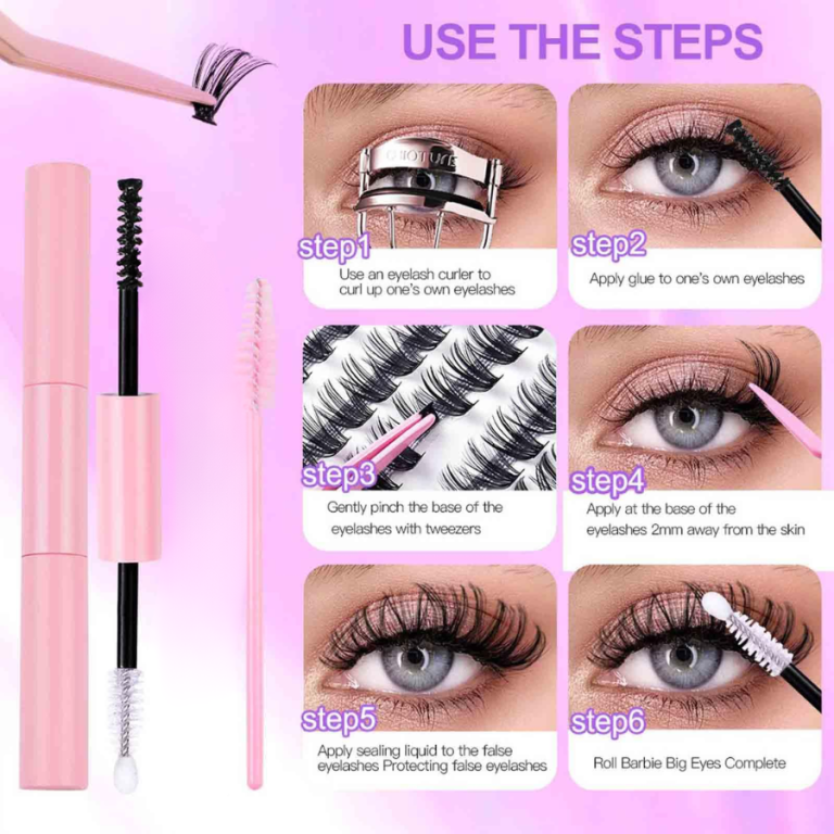 CARTELA DE CÍLIOS TUFINHOS MIX 30D+40D 10-14MM 200UN COM PINÇA PRIMER E SELANTE