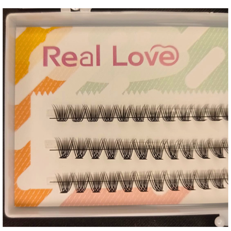 CARTELA DE CÍLIOS TUFINHOS SEM NÓ 30P 08MM 0.07D REAL LOVE BOX COM 10 UN