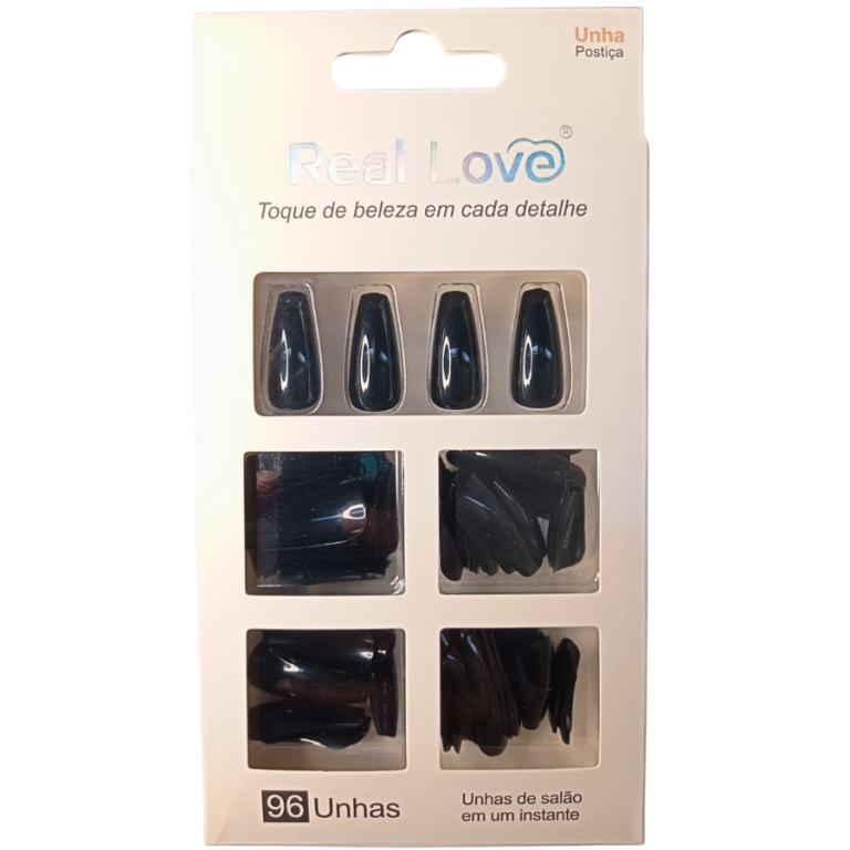 UNHA POSTIÇA TONS PRETO BAILARINA REAL LOVE COM 96 UN