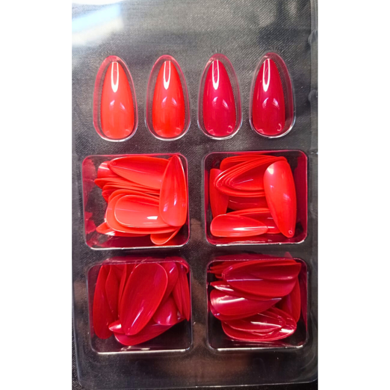 UNHA POSTIÇA TONS VERMELHOS ESTILETO REAL LOVE COM 96 UN