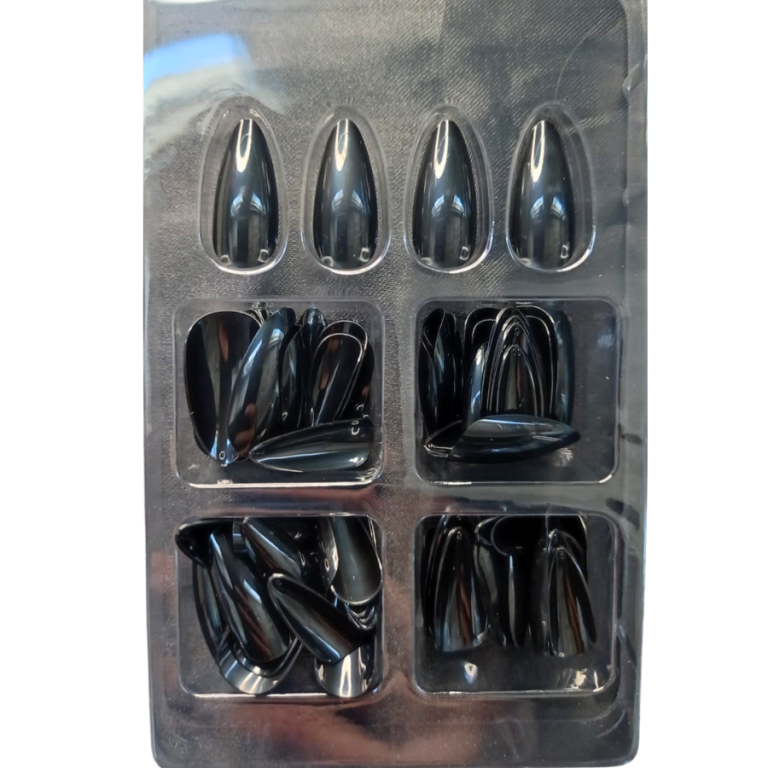 UNHA POSTIÇA TONS PRETO ESTILETO REAL LOVE COM 96 UN