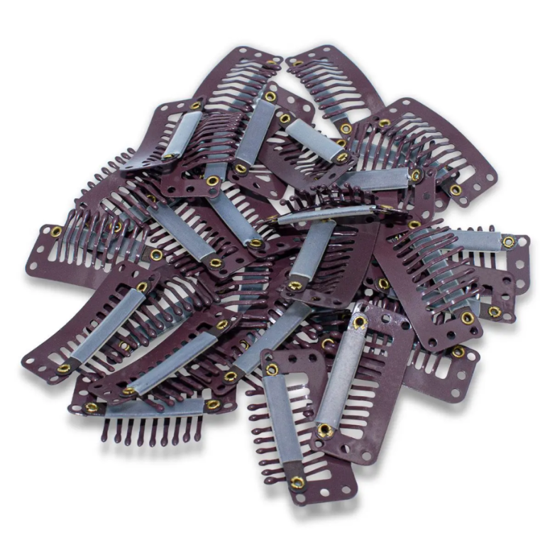 PACOTE CLIPE/GRAMPO 3CM MARROM PARA EXTENSÃO DE CABELO COM 50 UN