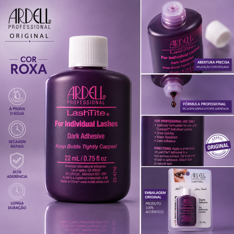 COLA DE CÍLIOS FIO A FIO ARDELL PROFISSIONAL 22 ML ROXA ORIGINAL