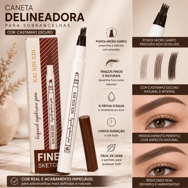 CANETA DELINEADORA SOBRANCELHA 1# CASTANHO ESCURO KAI XIN XIN