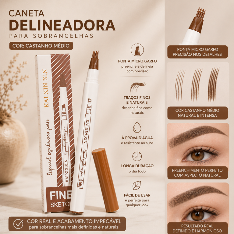 CANETA DELINEADORA SOBRANCELHA 2# CASTANHO MÉDIO KAI XIN XIN