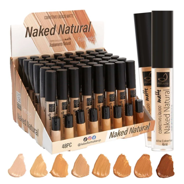 CORRETIVO LÍQUIDO MATTE NAKED NATURAL FEBELLA 4ML BOX COM 48 UN