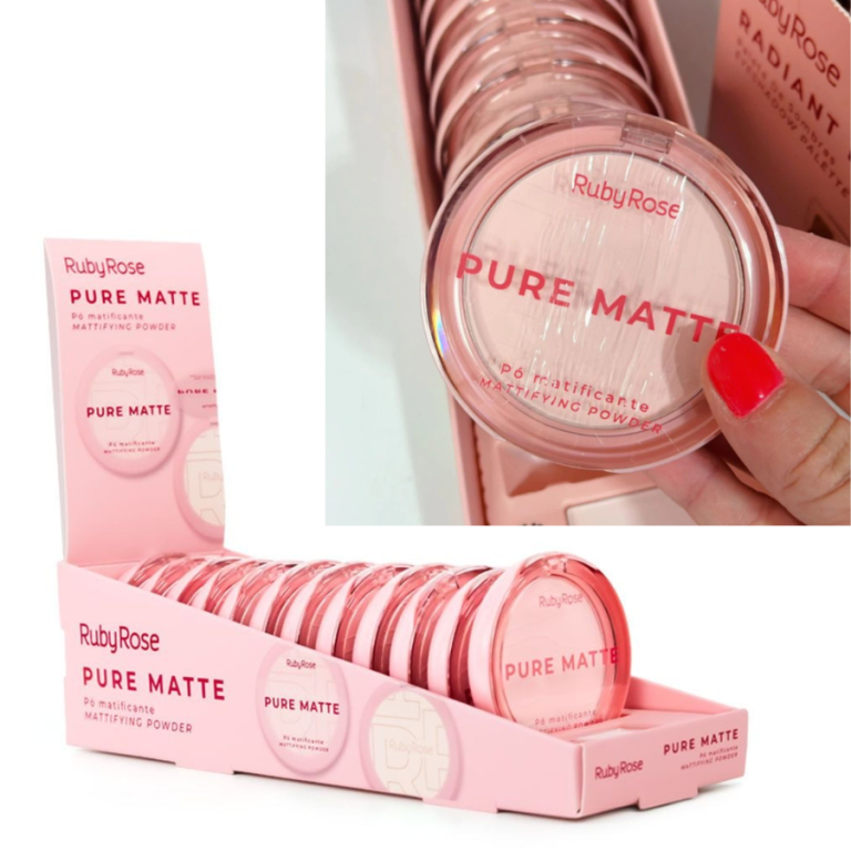 PÓ COMPACTO MATIFICANTE PURE MATTE RUBY ROSE BOX COM 12 UN
