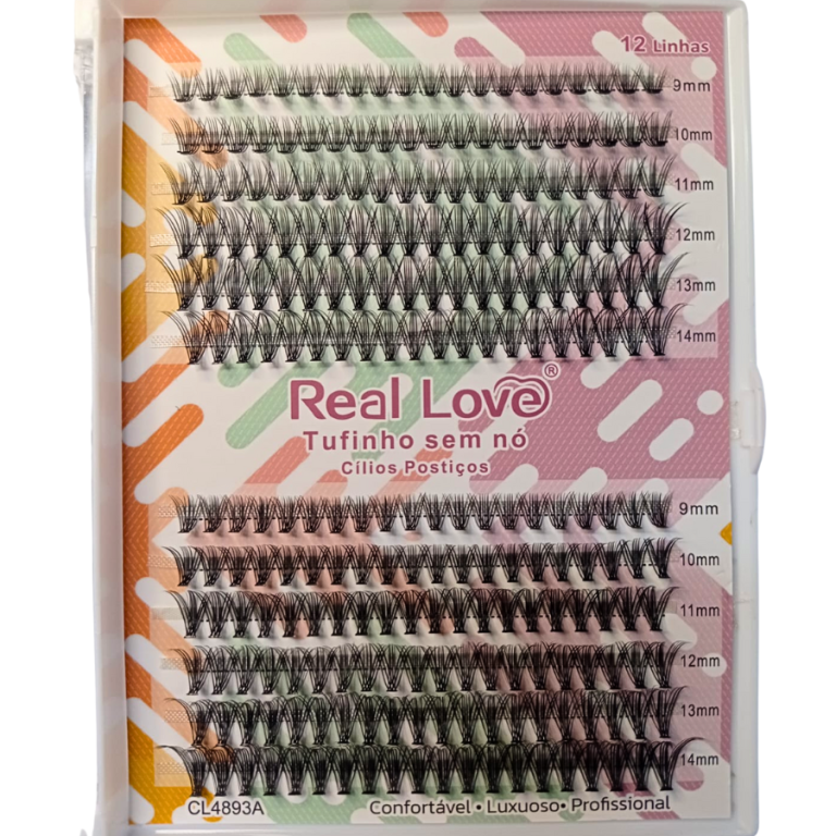 CARTELA DE CÍLIOS TUFINHOS SEM NÓ 20P-0.10D E 30P-0.07D MIX REAL LOVE