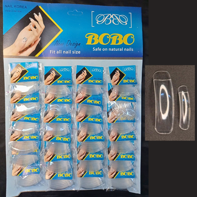 CARTELA DE UNHA TIPS TRANSPARENTE LONGA COM 24 KITS BOBO