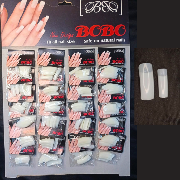 CARTELA DE UNHA TIPS LEITOSA QUADRADA COM 24 KITS