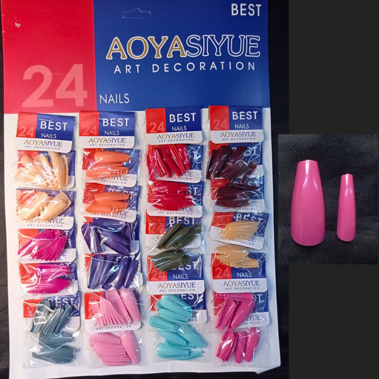 CARTELA DE UNHA POSTIÇA COLORIDA BAILARINA COM 24 KITS