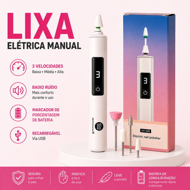 LIXA ELÉTRICA MINI MOTOR PORTÁTIL RECARREGÁVEL 3 VELOCIDADES SHOYY