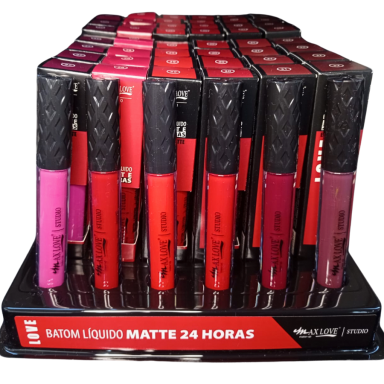 BATOM LÍQUIDO MATTE 24 HORAS 27 AO 32 MAX LOVE BOX COM 48 UN