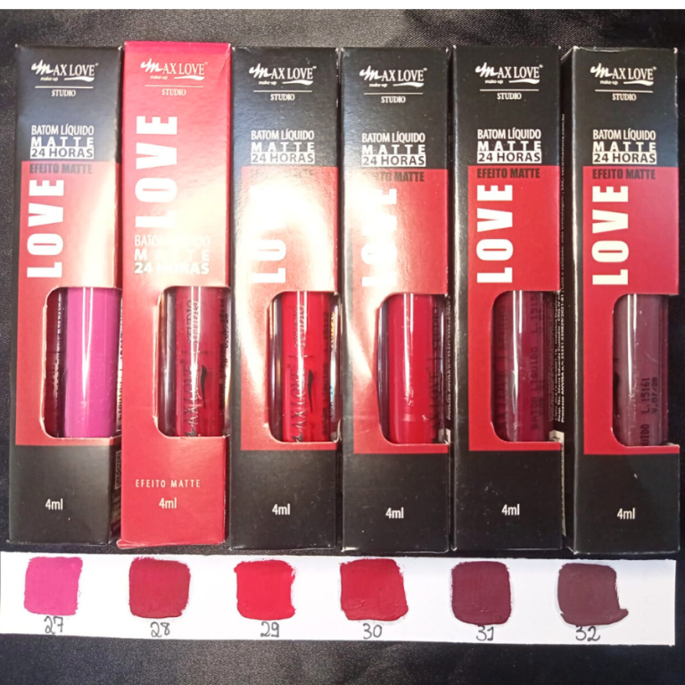 BATOM LÍQUIDO MATTE 24 HORAS 27 AO 32 MAX LOVE BOX COM 48 UN
