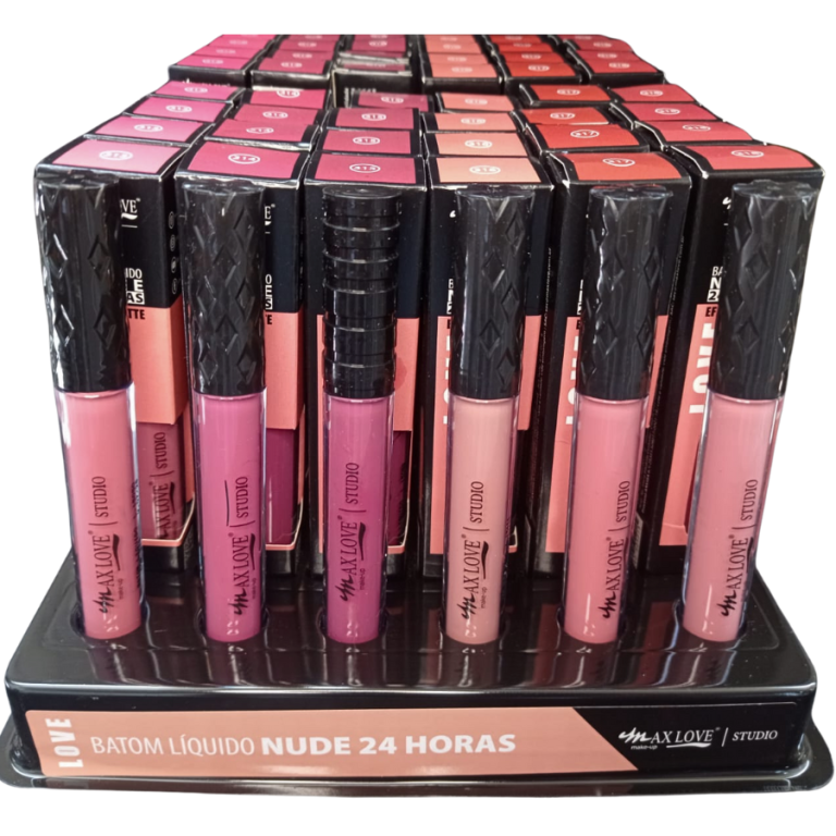 BATOM LÍQUIDO MATTE 24 HORAS NUDE 313 AO 318 MAX LOVE BOX COM 48 UN