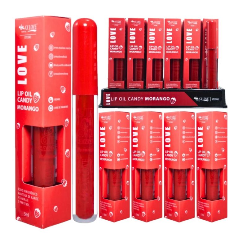 LIP OIL CANDY 600 MORANGO MAX LOVE BOX COM 36 UN