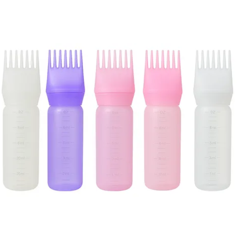 FRASCO COM PENTE APLICADOR DE ÓLEO E TINTA PARA CABELO 170 ML