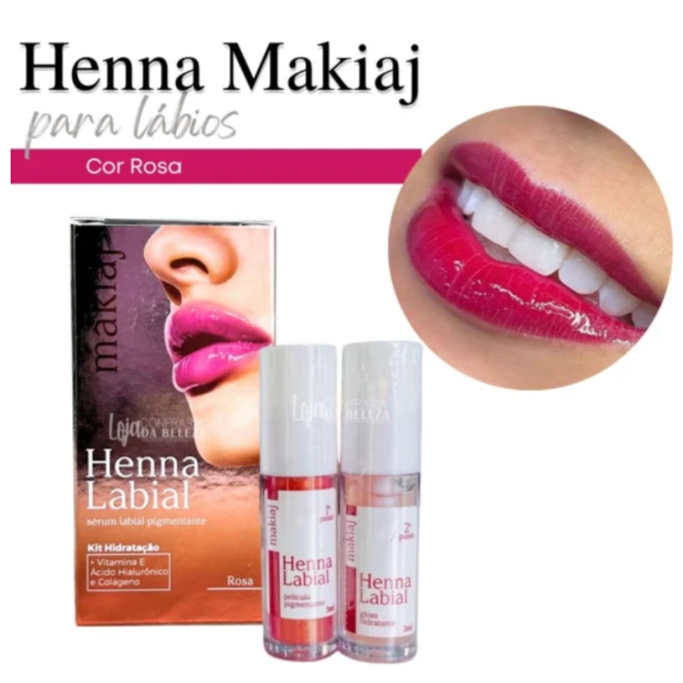 HENNA LABIAL SÉRUM COR ROSA MAKIAJ 3 ML