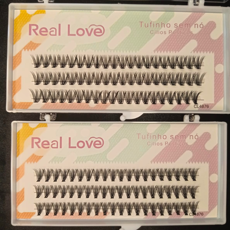 CARTELA DE CÍLIOS TUFINHOS SEM NÓ 30P 10MM 0.07D  REAL LOVE BOX COM 10 UN