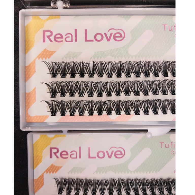 CARTELA DE CÍLIOS TUFINHOS SEM NÓ 40P 12MM 0.07D  REAL LOVE BOX COM 10 UN