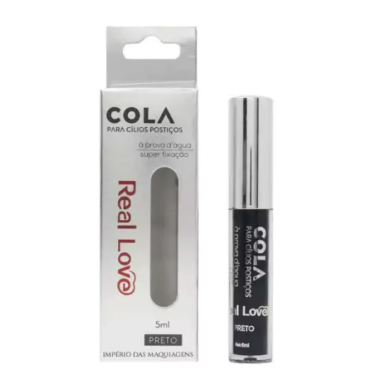 COLA DE CÍLIOS POSTIÇOS PRETA Á PROVA D'ÁGUA 5ML REAL LOVE