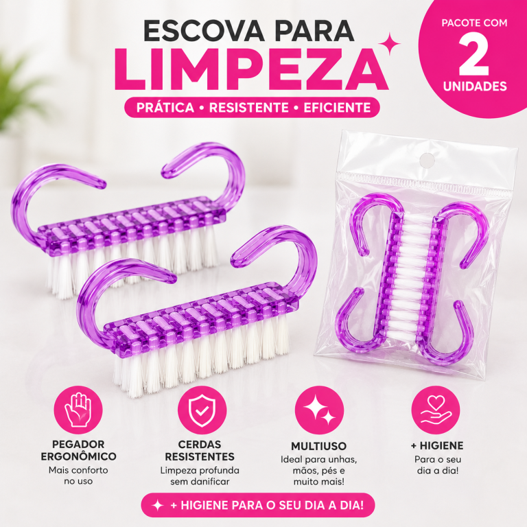 KIT COM 2 ESCOVINHAS PARA LIMPEZA DE UNHA 6 CM