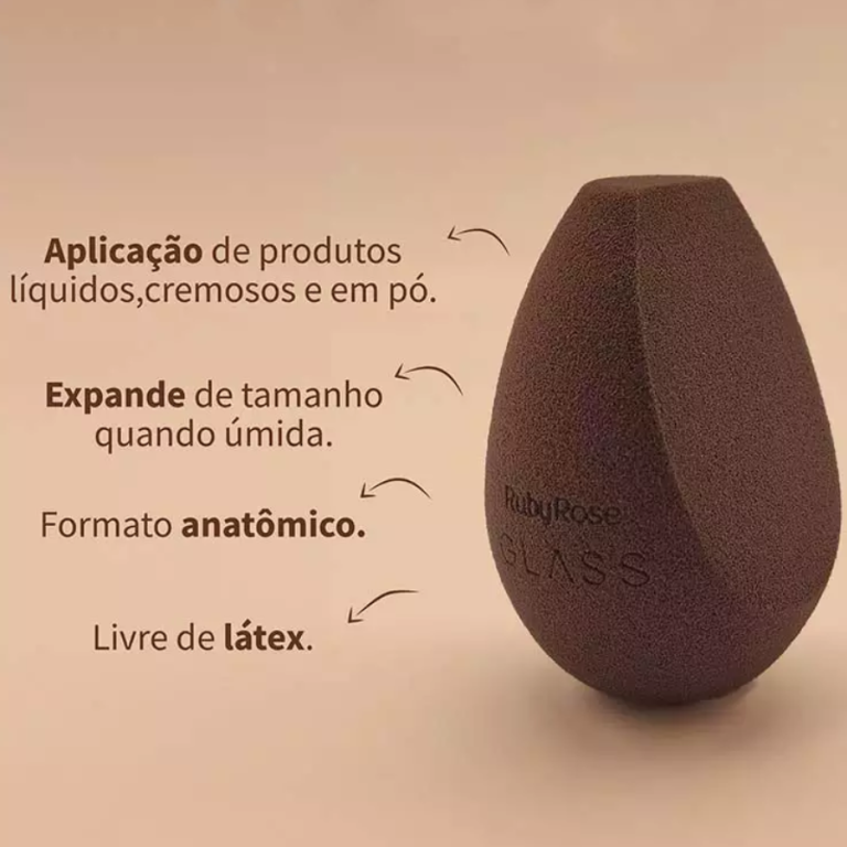 ESPONJA FLAT MIRROR GLASS RUBY ROSE BOX COM 6 UN