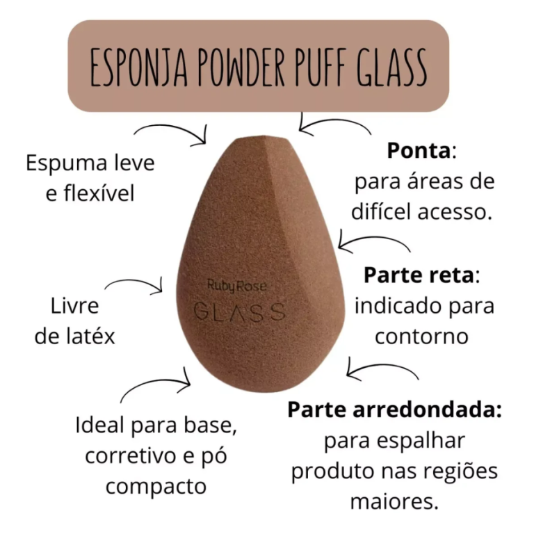 ESPONJA FLAT MIRROR GLASS RUBY ROSE BOX COM 6 UN