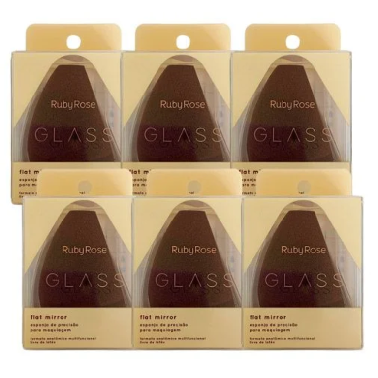 ESPONJA FLAT MIRROR GLASS RUBY ROSE BOX COM 6 UN