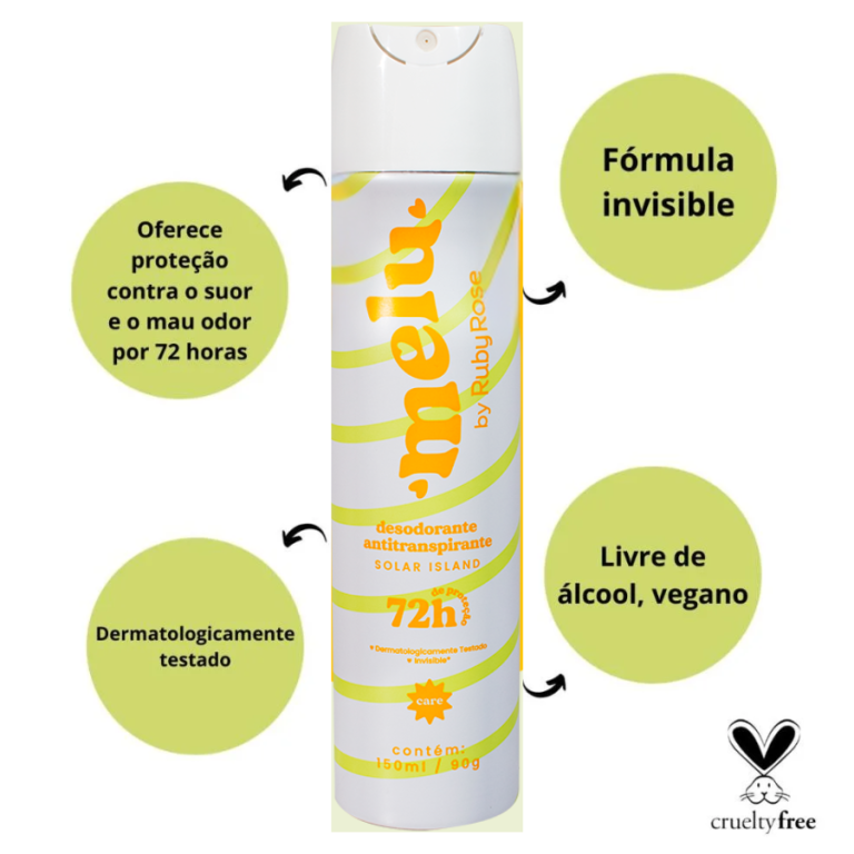 DESODORANTE 72H AEROSOL SOLAR ISLAND MELU RUBY ROSE 150ML