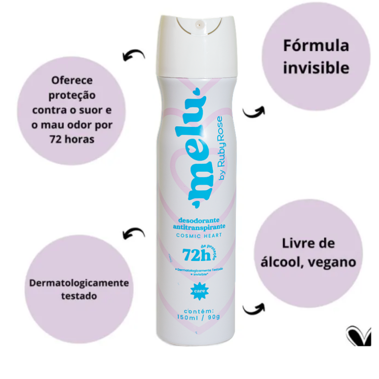 DESODORANTE 72H AEROSOL COSMIC HEART MELU RUBY ROSE 150 ML