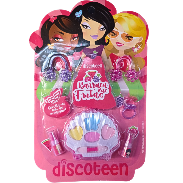 ESTOJO CONCHA KIT 2 ANÉIS 2 BUCHINHAS 2 BATONS DISCOTEEN