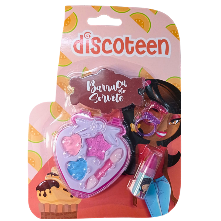 ESTOJO MORANGO 1 BATOM 2 ANÉIS DISCOTEEN