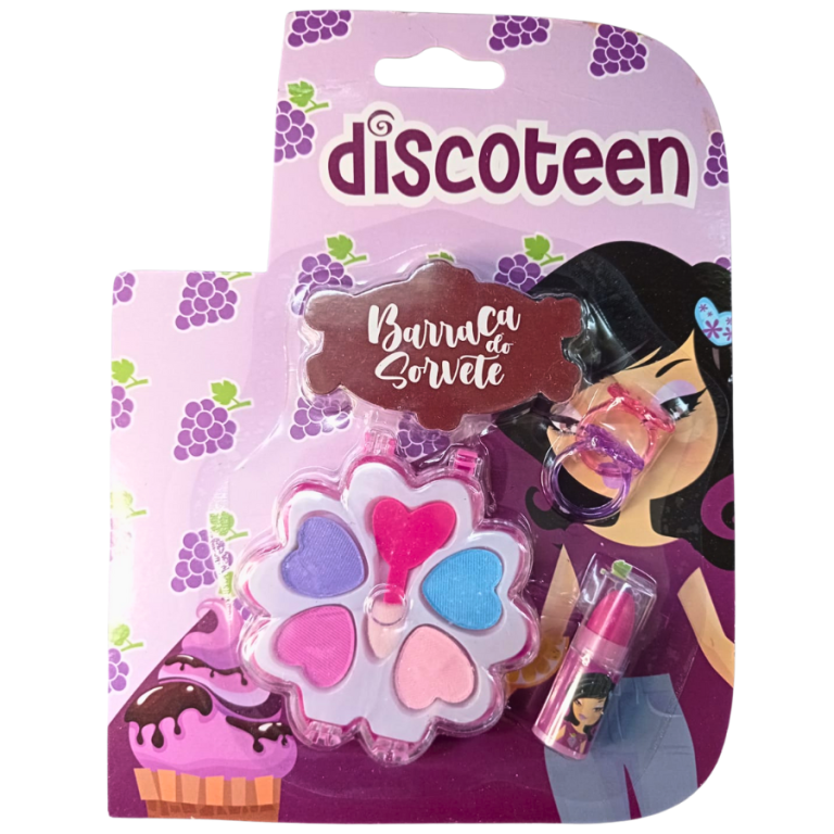 ESTOJO FLOR 1 BATOM 2 ANÉIS DISCOTEEN