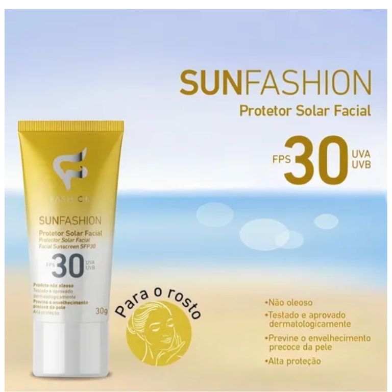 PROTETOR SOLAR FACIAL SUNFASHION  FPS 30 FASHION 30G