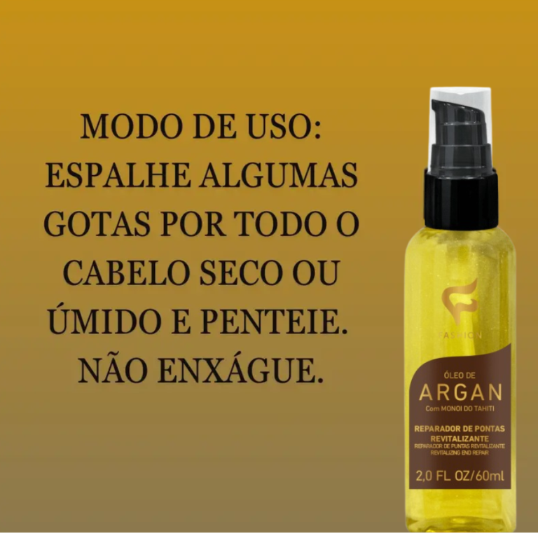 ÓLEO REPARADOR DE ARGAN COM MONOI DO TAHITI FASHION 60ML