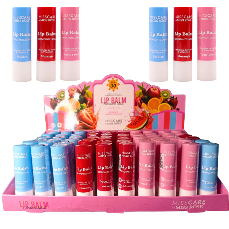 LIP BALM HIDRATANTE LABIAL MISS RÔSE 3,7 G 30 FPS BOX COM 60 UN