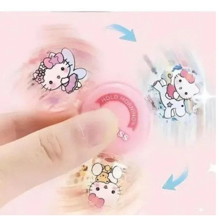 LIP GLOSS SPINNER 3 EM 1 COM GLITTER HELLO KITTY BOX COM 12 UN