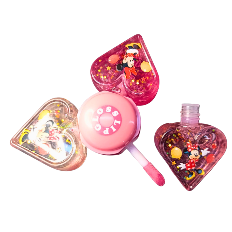 LIP GLOSS SPINNER 3 EM 1 COM GLITTER MINNIE MOUSE BOX COM 12 UN