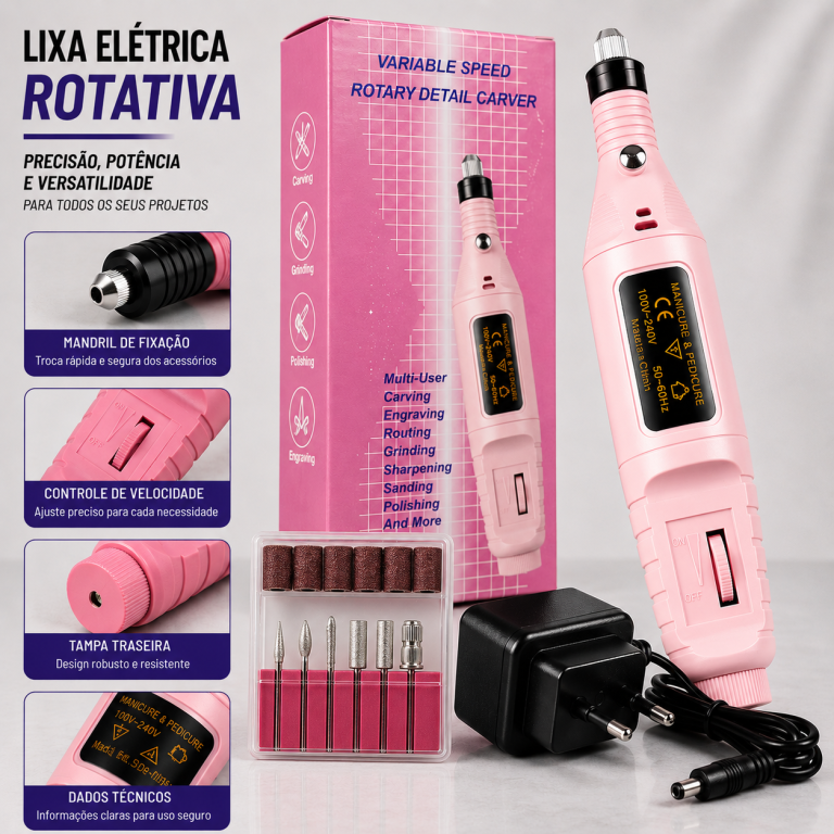 LIXA ELÉTRICA VARIABLE SPEED ROSA CLARO